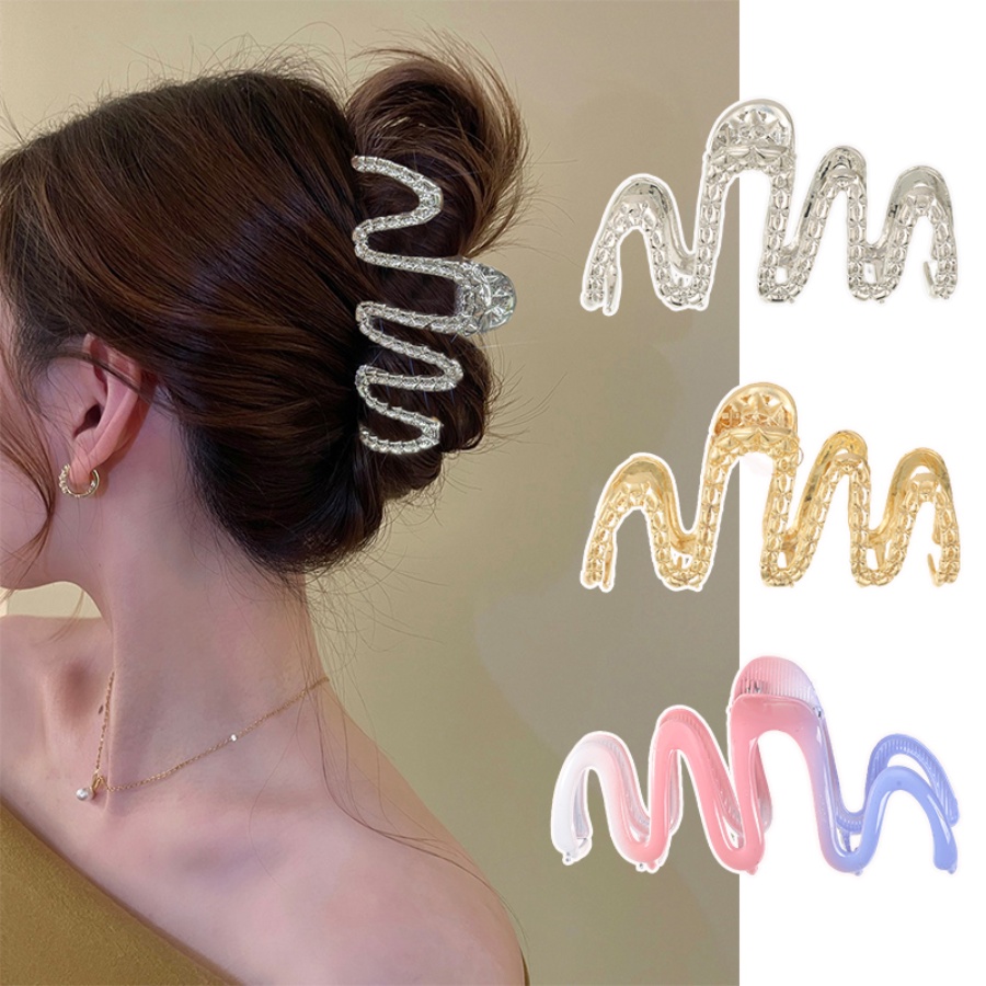 Kẹp Tóc Đuôi Ngựa Bằng Hợp Kim Họa Tiết Gợn Sóng Đơn Giản Phong Cách Hàn