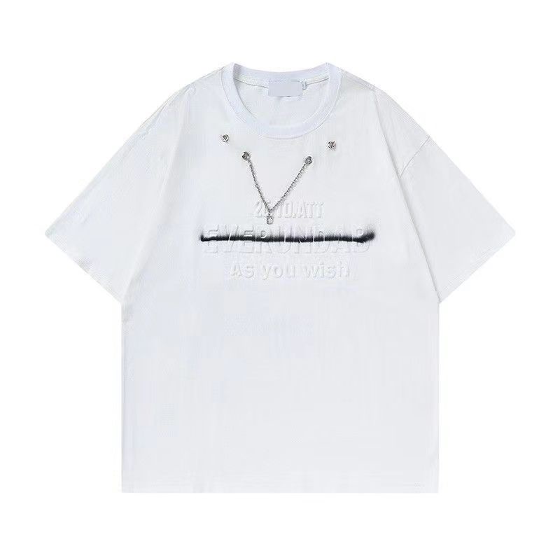 Áo Thun Tay Ngắn Dáng Rộng In Hình Dây Xích Thời Trang Mùa Hè Cho Nam