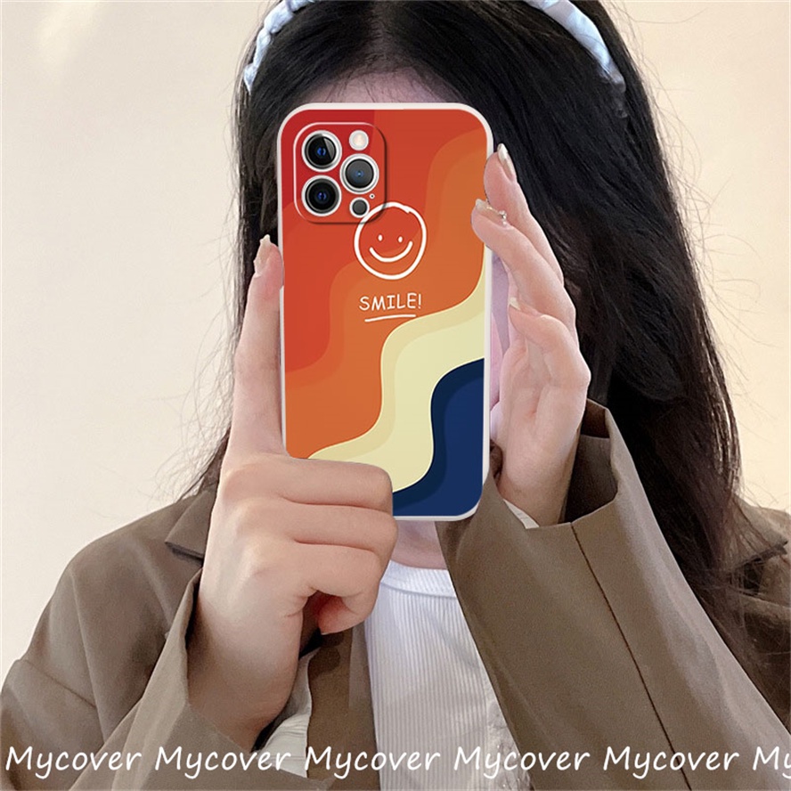 Ốp Điện Thoại Silicon Mềm Hình Mặt Cười Đơn Giản Cho iPhone 11 13 12 14 Pro Max X XR Xs Max 6 7 8 Plus