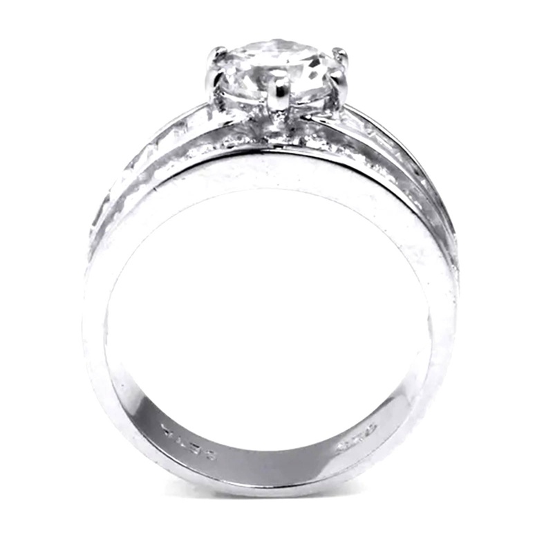 Ygt Nhẫn Cưới Đính Đá Zircon Màu Bạc Sang Trọng Cho Nữ