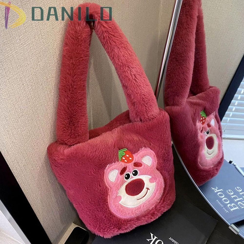 Túi Đựng Mỹ Phẩm Thẻ Hình Vuông Nhỏ Họa Tiết Dâu Tây / Gấu Nhồi Bông Đáng Yêu Cho Nữ