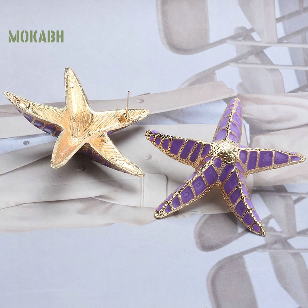 1 Đôi Bông Tai Hình Sao Biển 3D Cỡ Lớn Màu Sắc Tương Phản Phong Cách Bohemia Dành Cho Nữ