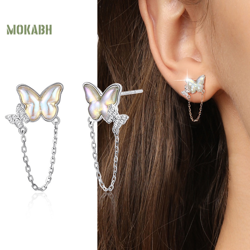 1 Đôi Bông Tai Hình Bướm Đính Đá Mặt Trăng Thời Trang Dành Cho Nữ