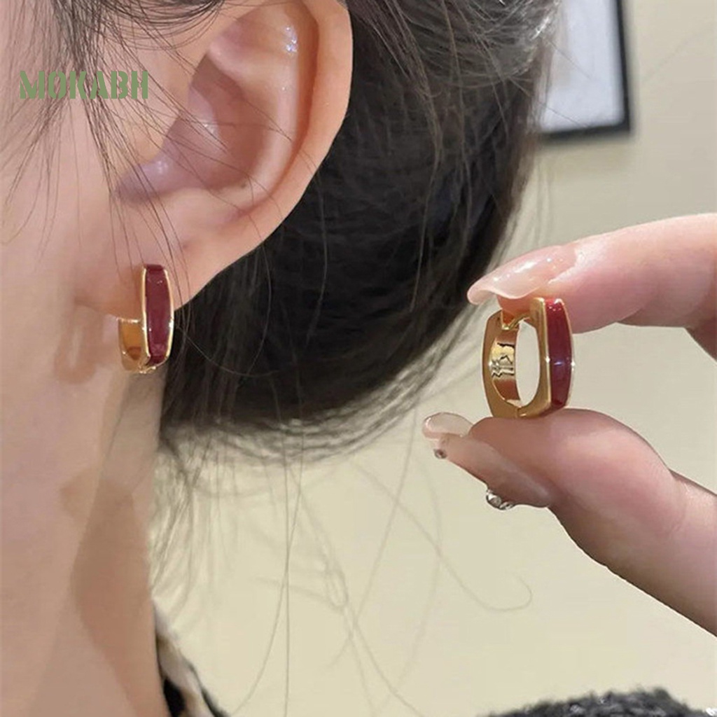 1 Đôi Bông Tai Mạ Điện Bóng Cao Sang Trọng Thoải Mái Dành Cho Nữ