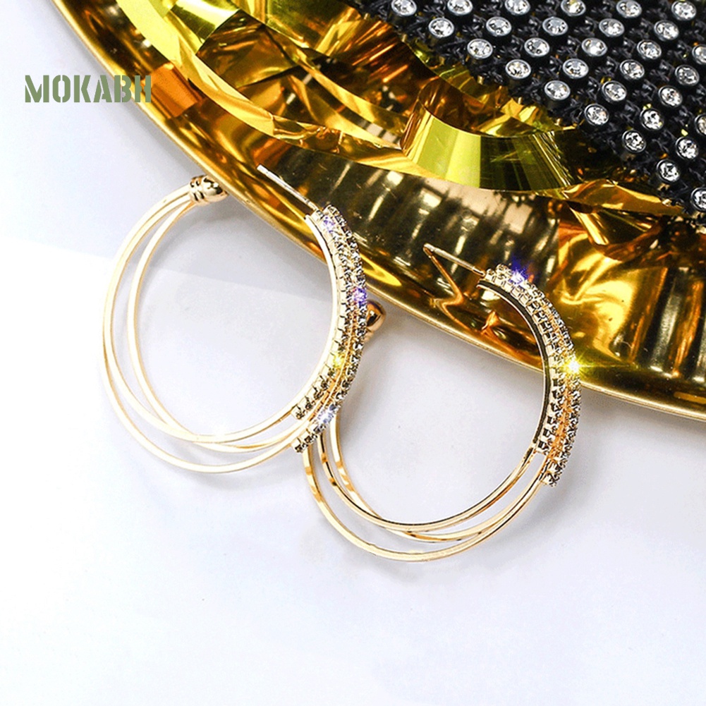 Khuyên Tai Vòng Ba Lớp Đính Đá Tinh Tế Cho Nữ