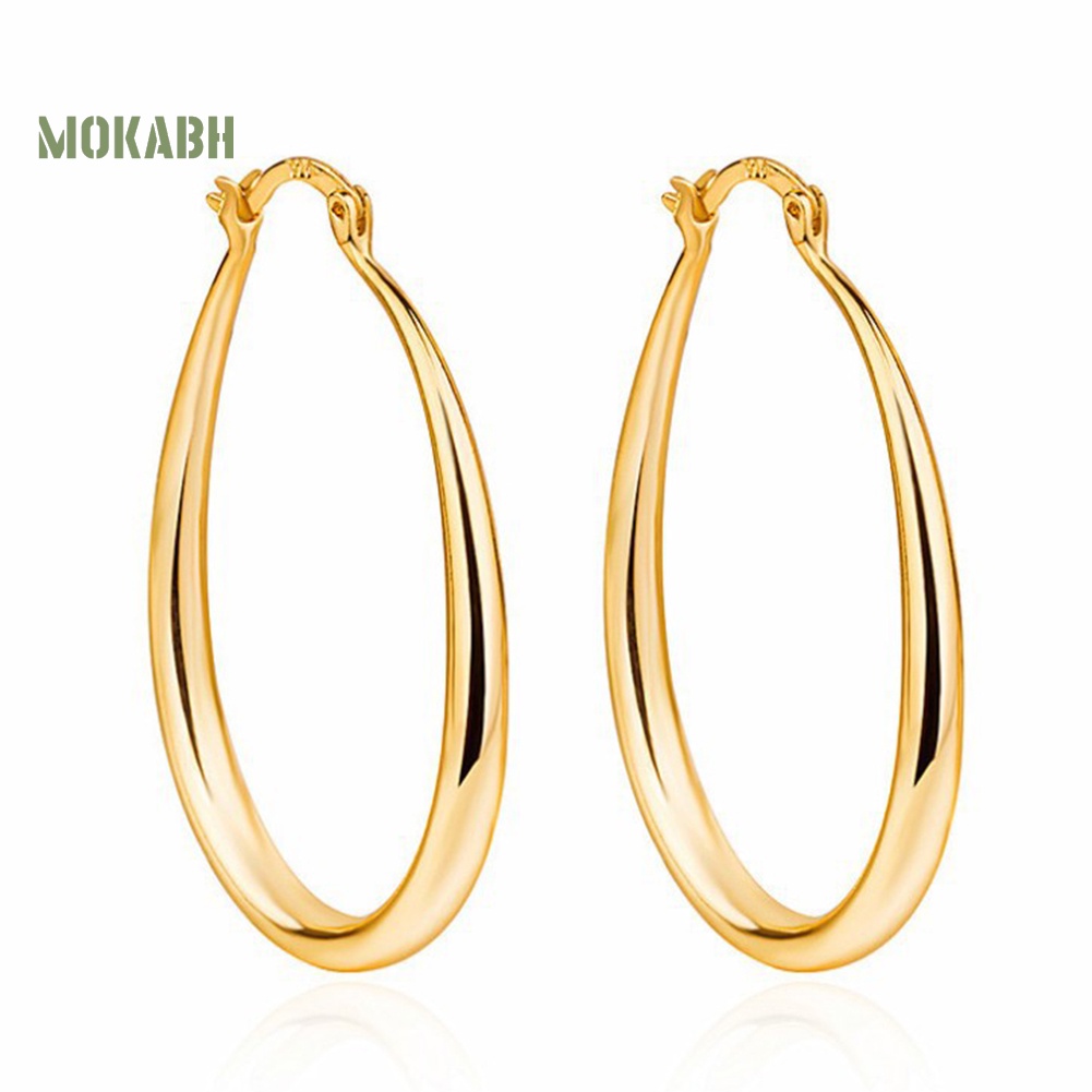 1 Đôi Bông Tai Hợp Kim Hình Oval Đơn Giản Dành Cho Nữ