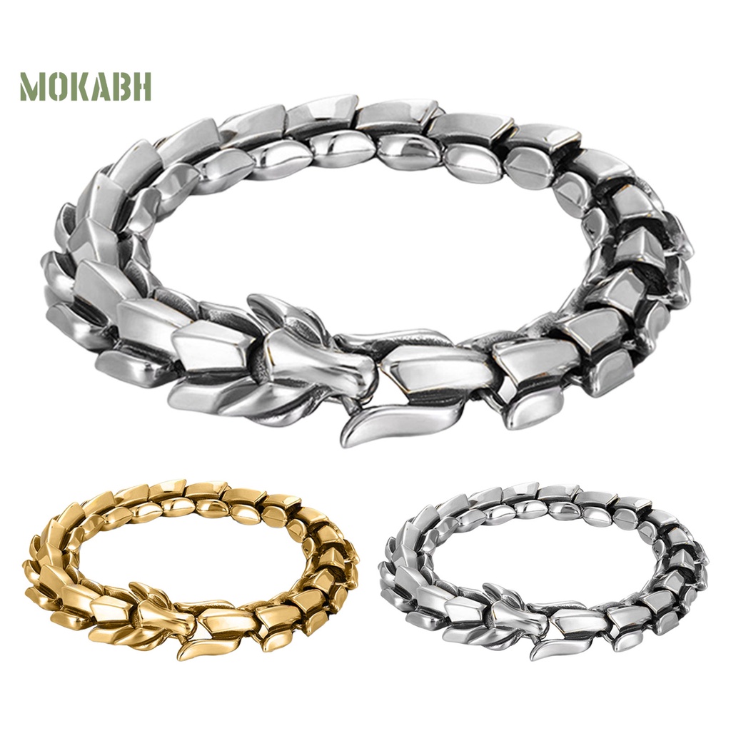 Vòng Tay Hình Đầu Rồng Phong Cách Âu Mỹ Cá Tính Cho Nam