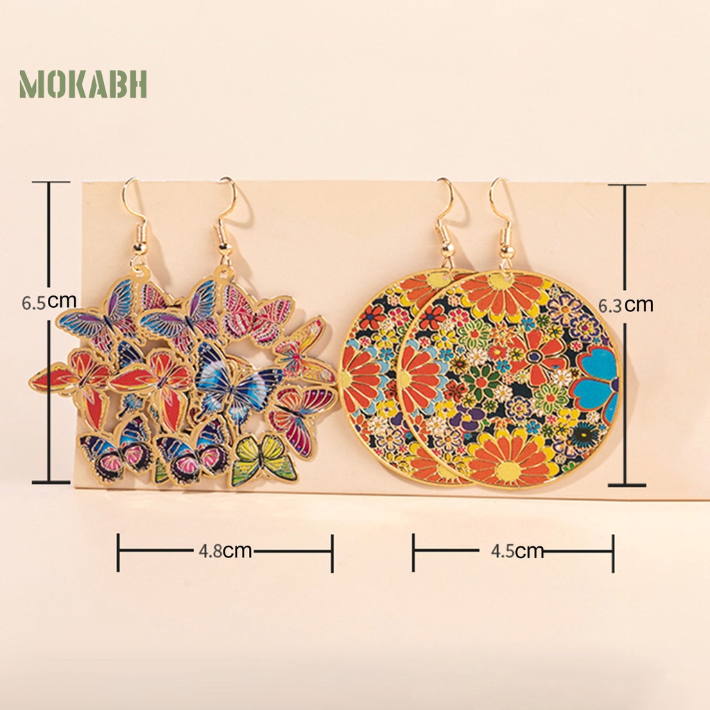 1 Đôi Bông Tai Treo Hình Hoa / Bướm Màu Sắc Ngọt Ngào Chất Lượng Cao Dễ Lên Màu Thời Trang Cho Nữ