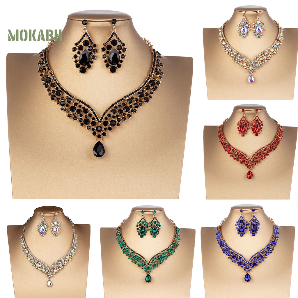 1 Bộ Vòng cổ + Bông Tai Hình Giọt Nước Có Thể Điều Chỉnh Kích Thước