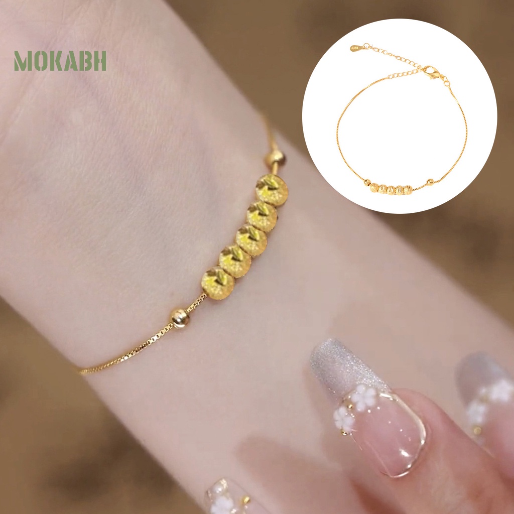 Vòng Đeo Tay May Mắn Bằng Hợp Kim Mỏng Màu Vàng Kim Thanh Lịch Tùy Chỉnh Thời Trang Cho Nữ