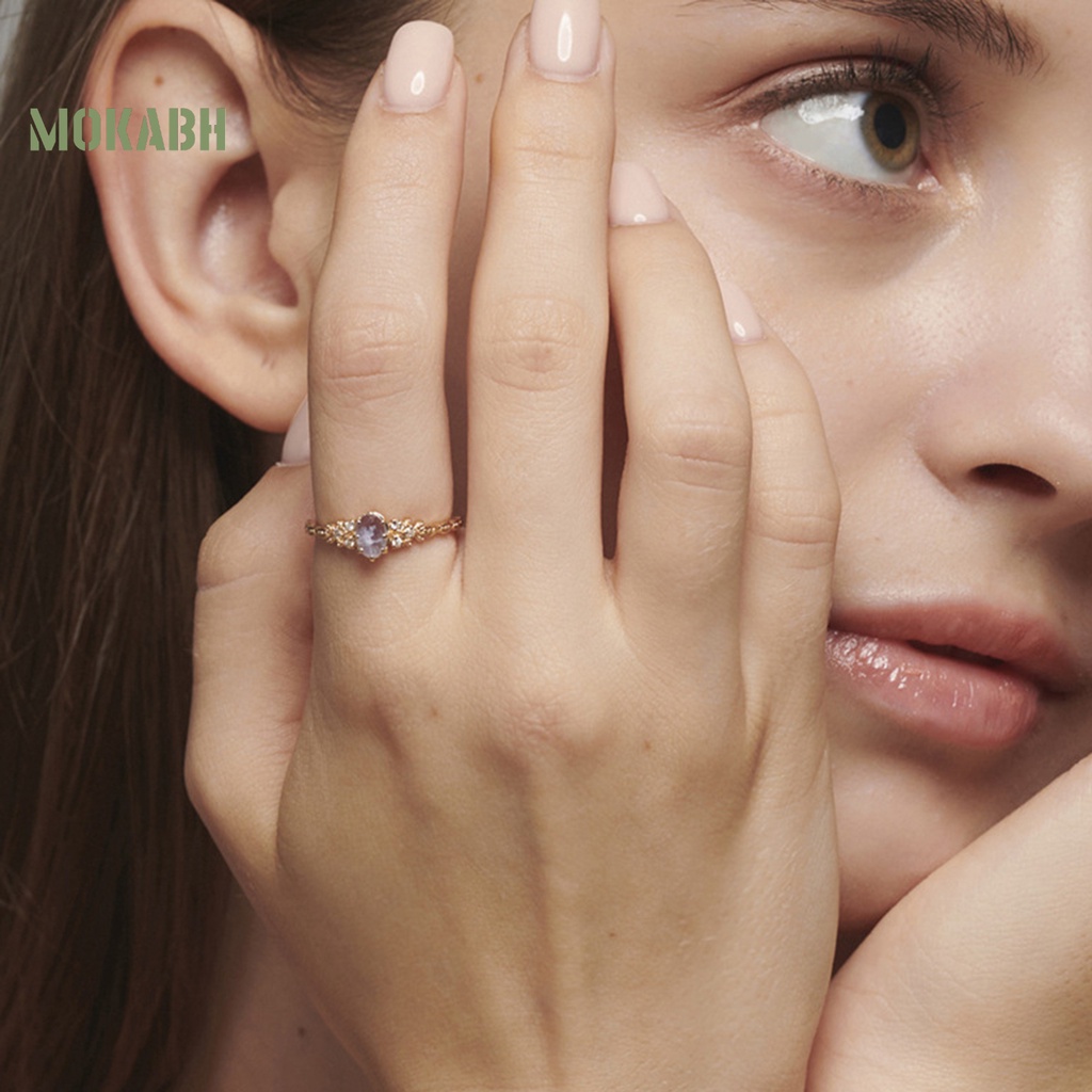 [Mới] Nhẫn Đính Hôn Mạ Điện Hình Lá Ô Liu Lấp Lánh Quyến Rũ Không Phai Màu Trang Sức Kỷ Niệm Cho Nữ