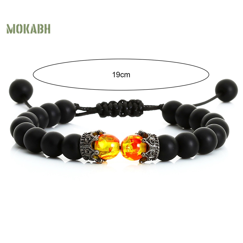 Vòng Tay Bện Dây Mặt Đá Hình Vương Miện Thời Trang Cho Nam