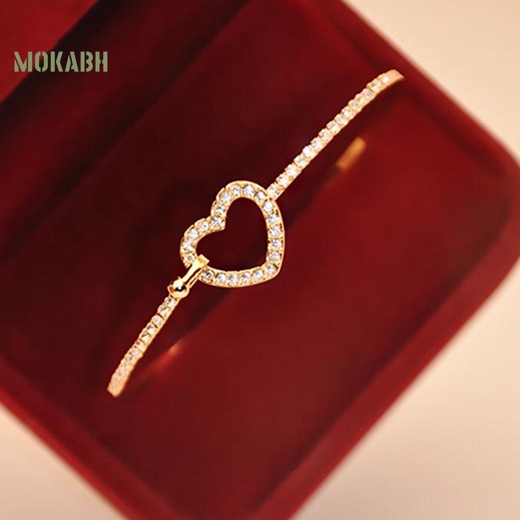 (Hot) Vòng Tay HợP Kim ĐíNh Đá HìNh Tim Sang TrọNg