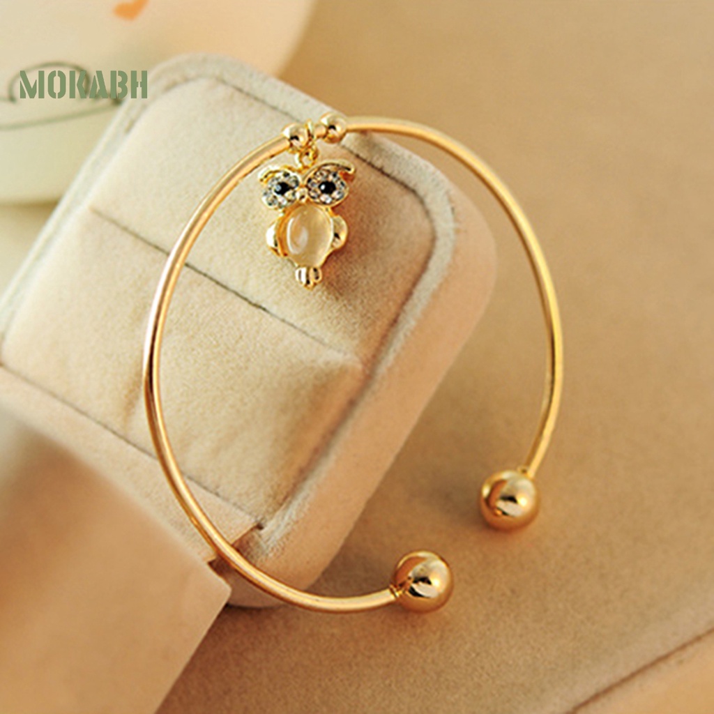 Vòng Tay HợP Kim DạNg Hở HìNh Cú MèO ĐíNh Đá ThờI Trang