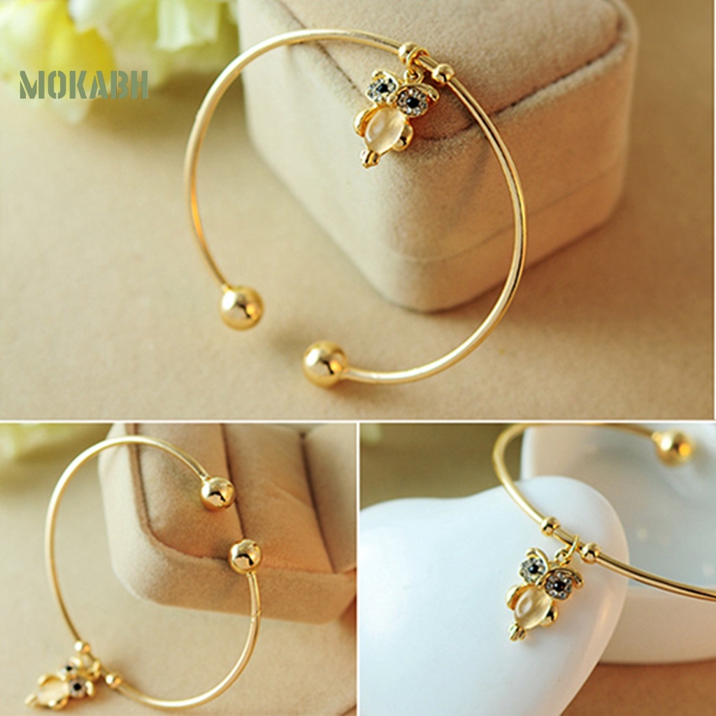 Vòng Tay HợP Kim DạNg Hở HìNh Cú MèO ĐíNh Đá ThờI Trang