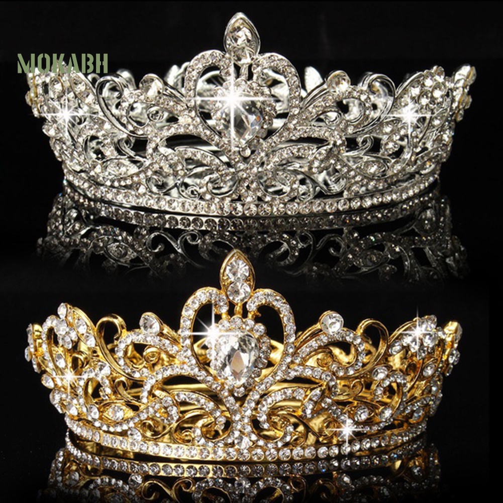 Vương Miện Tròn Đính Đá Lấp Lánh Thanh Lịch Dành Cho Cô Dâu