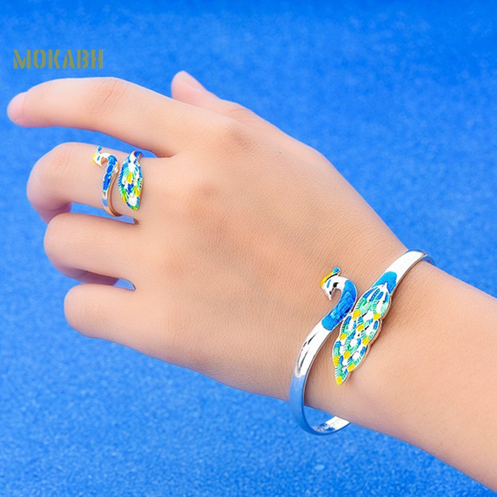 Vòng Tay / Nhẫn Mạ Điện Hình Chim Công Nhiều Màu Thanh Lịch Cho Nữ