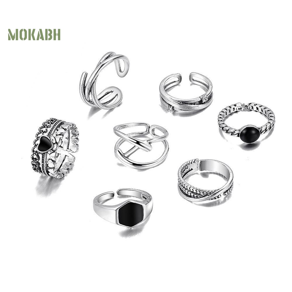 Set 7 Nhẫn Đeo Khớp Ngón Tay Đính Đá Thời Trang Cho Nữ