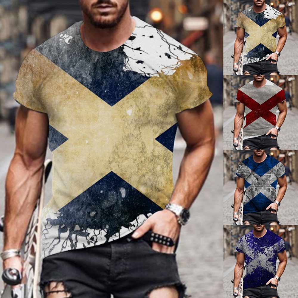 Áo Thun Thể Thao Tay Ngắn Cổ Tròn In Họa Tiết Thời Trang Cho Nam