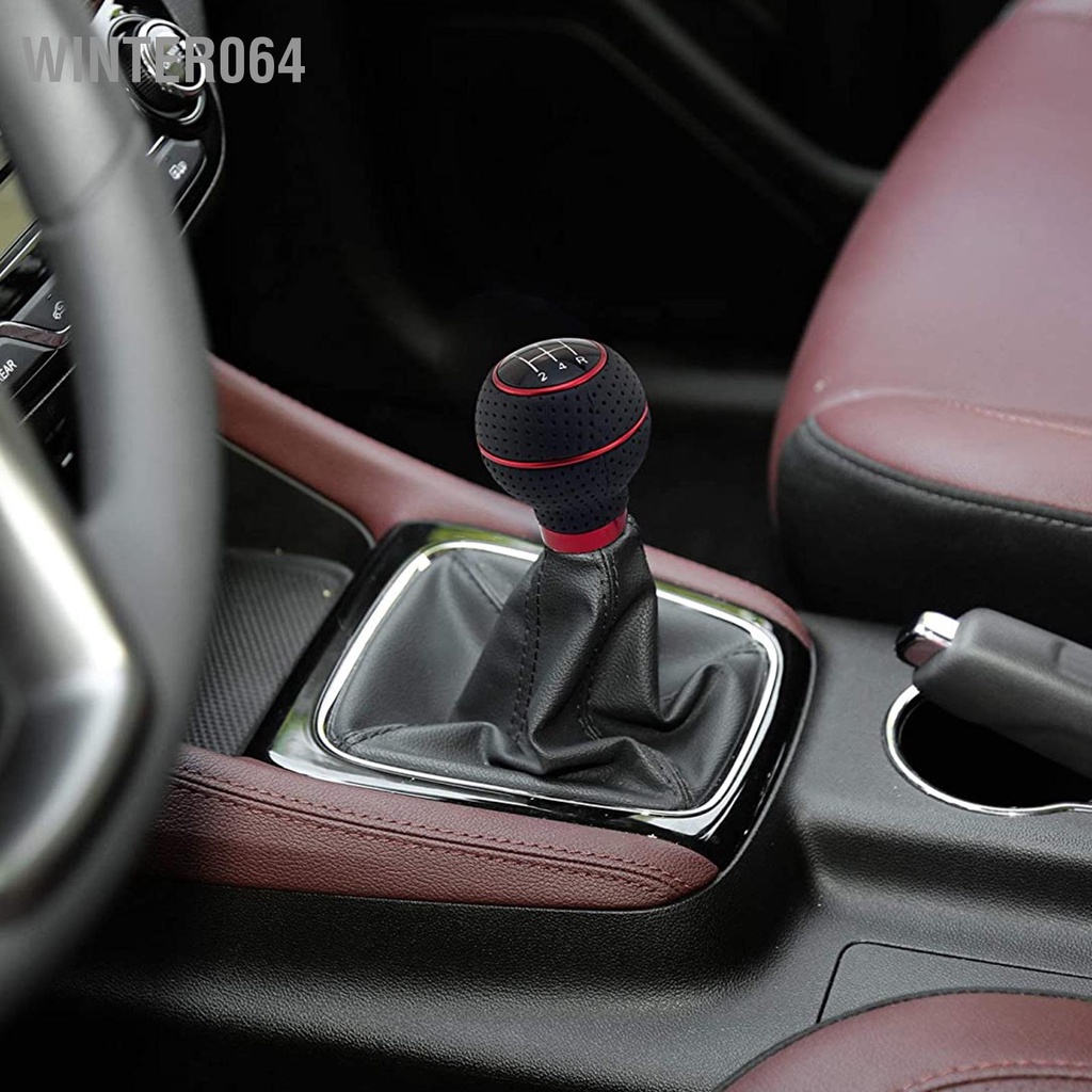 Winter064 Núm chuyển số 5 tốc độ Dính bằng hợp kim nhôm và da Hướng dẫn sử dụng ô tô Phụ kiện
