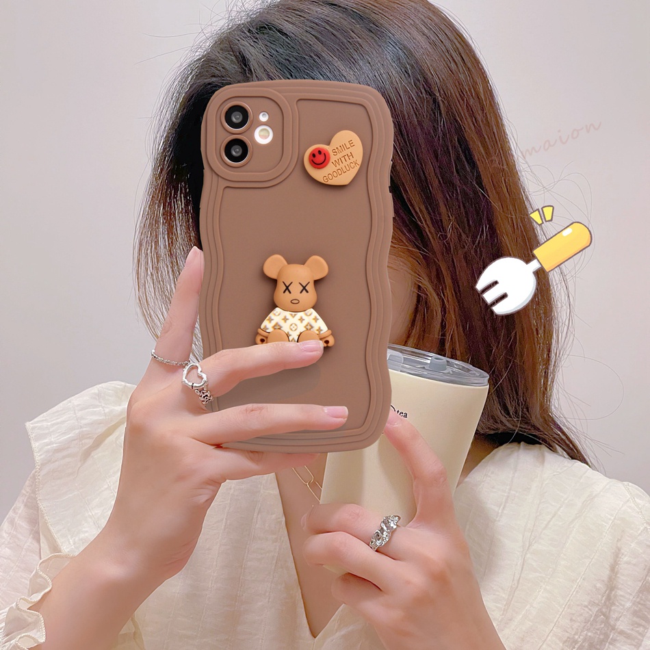 Ốp Điện Thoại Silicon Dẻo Hình Gấu 3D iPhone 11 12 13 14 Pro MAX Plus Mini X XR XS MAX 6 S 7 8 Plus SE 2020 11Pro 12pro 13Pro
