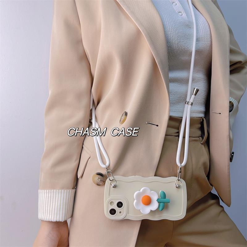 Ốp Điện Thoại Silicone Chống Sốc In Hoa Hướng Dương Có Giá Đỡ + Dây Cho IPhone 14 Pro Max 11 13 12 X Xs Xr Max Pro Max 7 8 Plus
