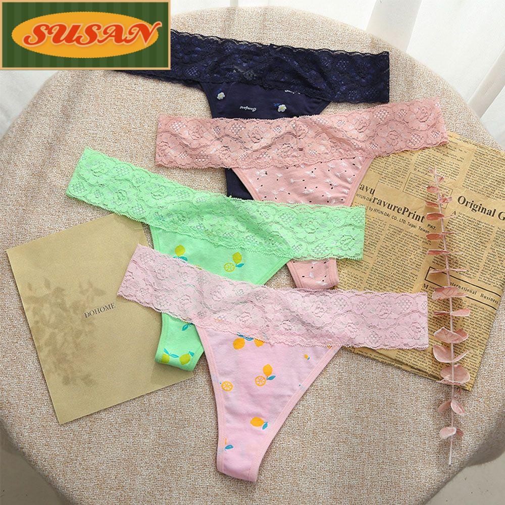 Quần Lót Thoáng Khí Không Để Lại Dấu Vết Họa Tiết Thêu Dễ Thương Cho Nữ