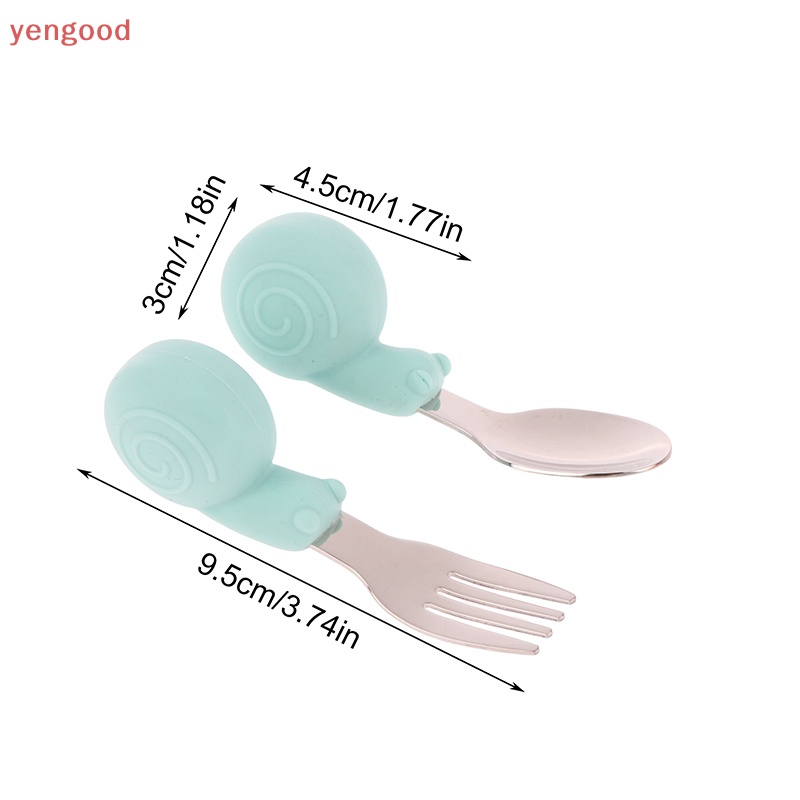 Bộ Muỗng Nĩa Bằng Thép Không Gỉ Hình Hà Mã Dễ Thương Cho Bé