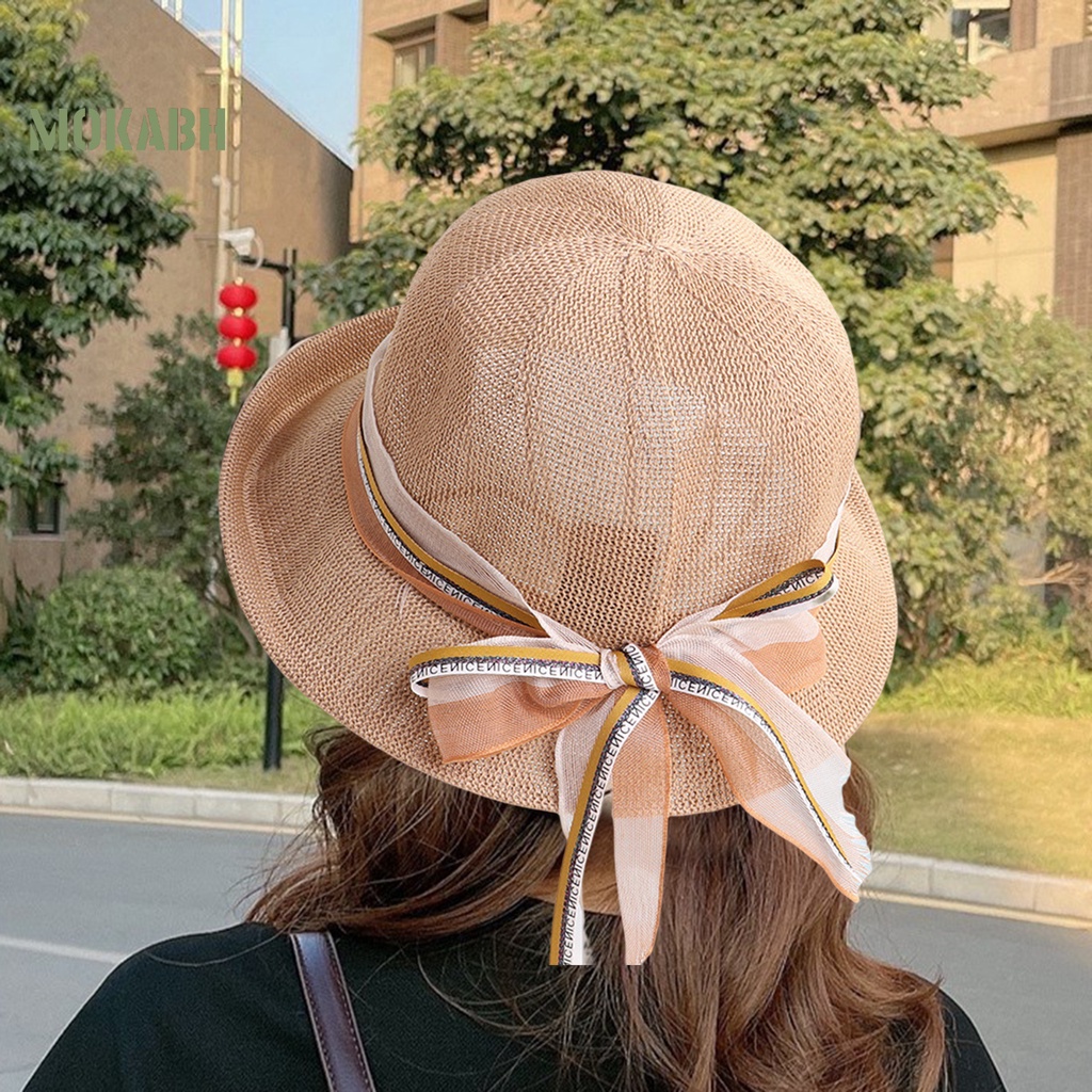 Nón Tai Bèo Vành Tròn Thắt Nơ Ruy Băng Thời Trang Mùa Hè Cho Nữ