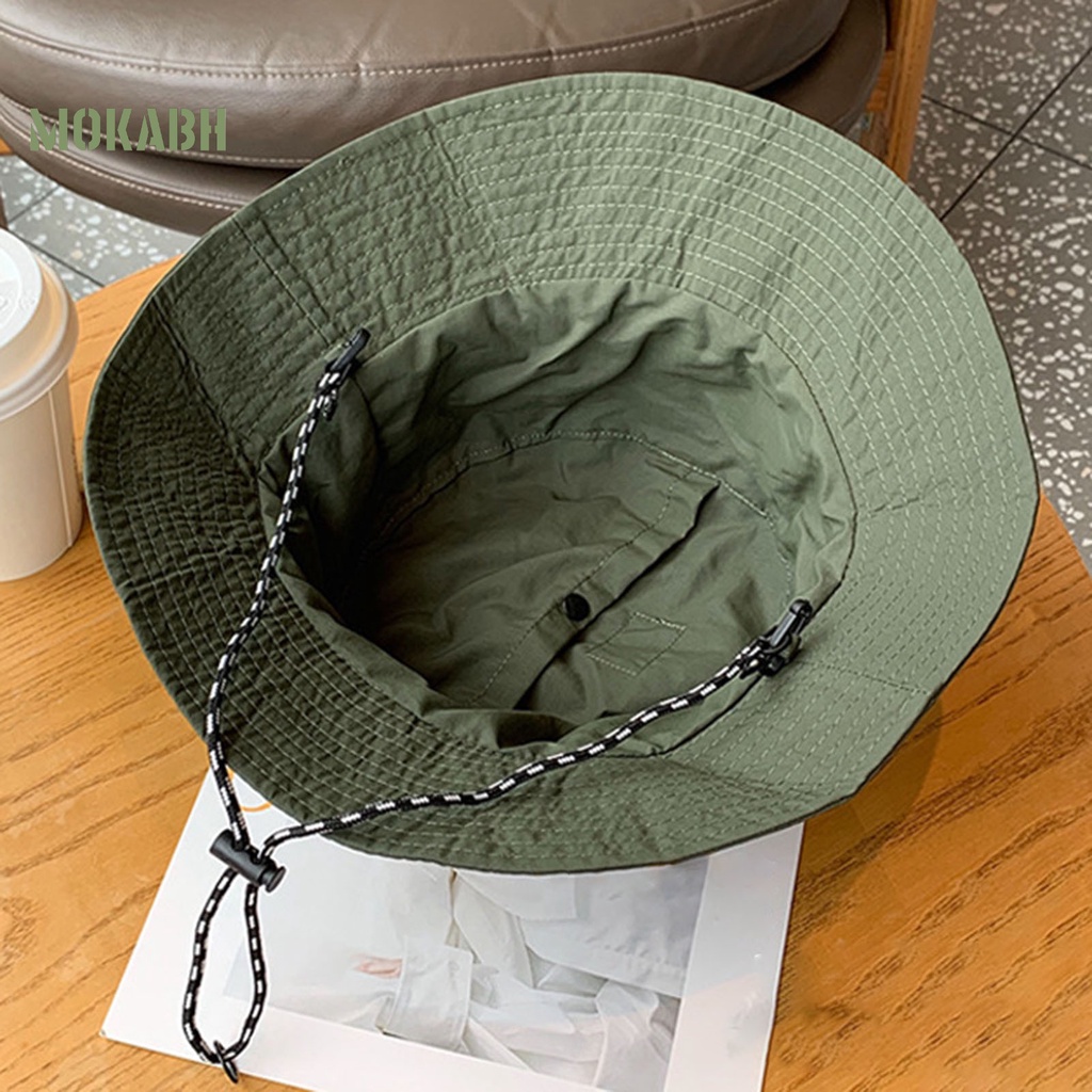 Nón Tai Bèo Vành Tròn Màu Trơn Thoáng Khí Chống Nắng Chống Nước Có Dây Cố Định Cho Nam Và Nữ