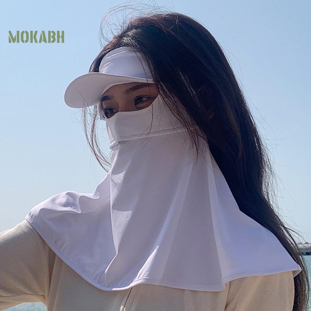 [Mok Abh] Mũ Chống Nắng Thoáng Khí Màu Trơn Bảo Vệ Toàn Diện Cột Dây Bảo Vệ Cổ Dùng Khi Đi Cắm Trại Ngoài Trời
