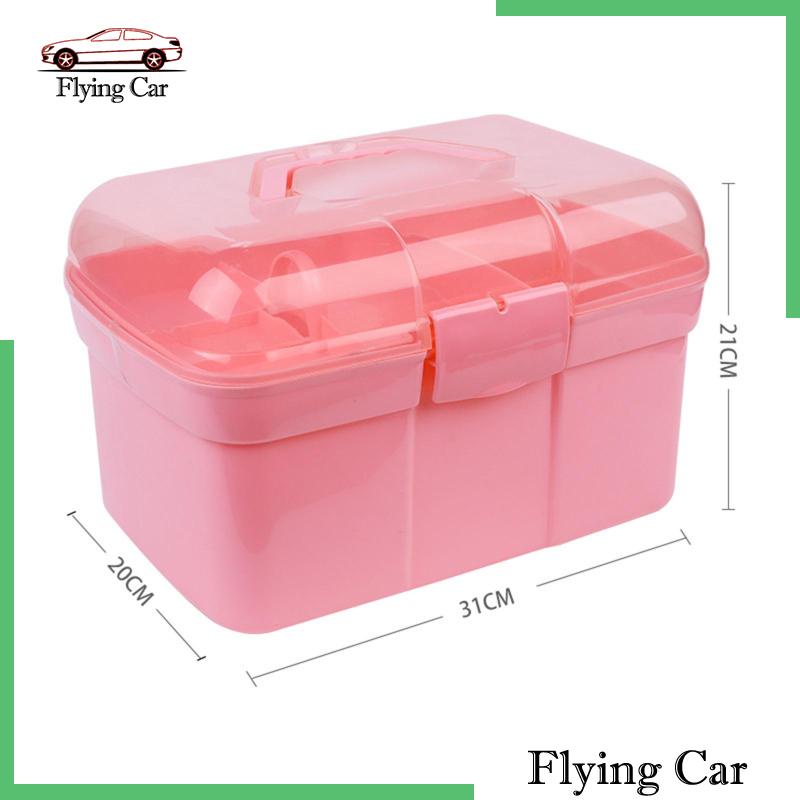 [Lzdjfmy2] Hộp Đựng Dụng Cụ 2 Tầng Có Tay Cầm Nhỏ Gọn Cho Phòng Ngủ / Khách Sạn