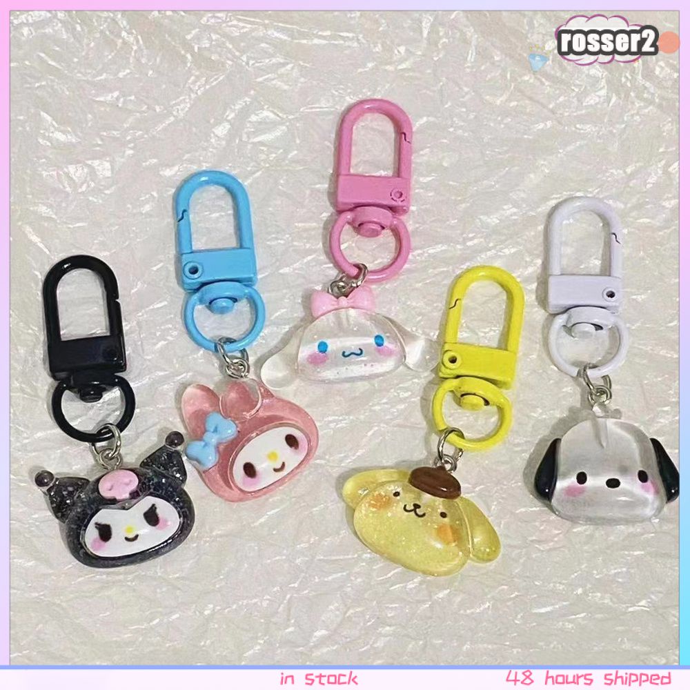 Ba chiều Trong Suốt Mỏng Flash Sanrio Keyring schoolbag Mặt dây chuyền dễ thương giai điệu quế chó cô gái trẻ em túi phụ kiện mặt dây chuyền-rosser2