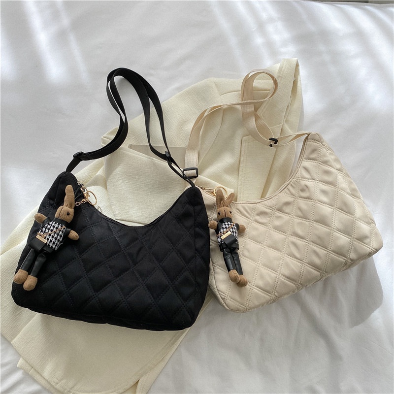 Túi Vải nylon Đeo Vai Hình Thoi Có Khóa Kéo Sức Chứa Lớn Cho Nữ