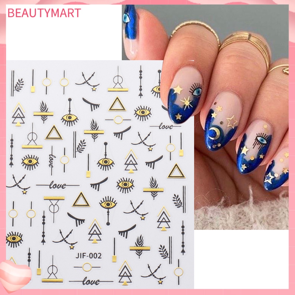 Miếng Dán Trang Trí Móng Tay Hình Trăng Sao Trái Tim Tinh Tế