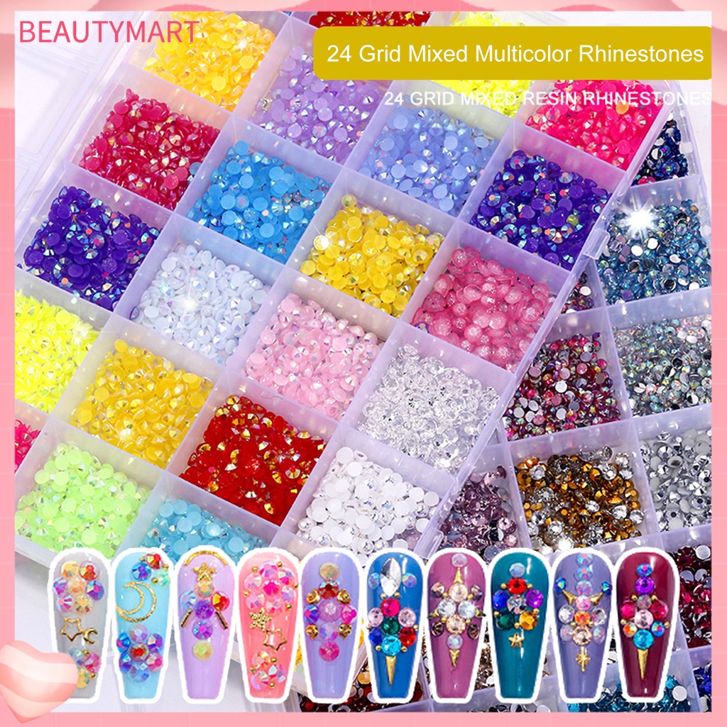 [beautymart] Phụ Kiện Trang Trí Móng Tay 3D Bằng Nhựa Dạ Quang Thân Thiện Với Môi Trường Màu Sắc Tươi Sáng