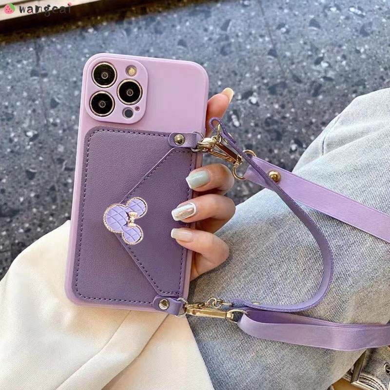 Ốp Điện Thoại Phối Ví Hình Mickey Minnie Cho Samsung Galaxy A03 A03s A02 A02s A72 A52 A71 A51 A70 A50 A50s A30s A30 A20 A20s