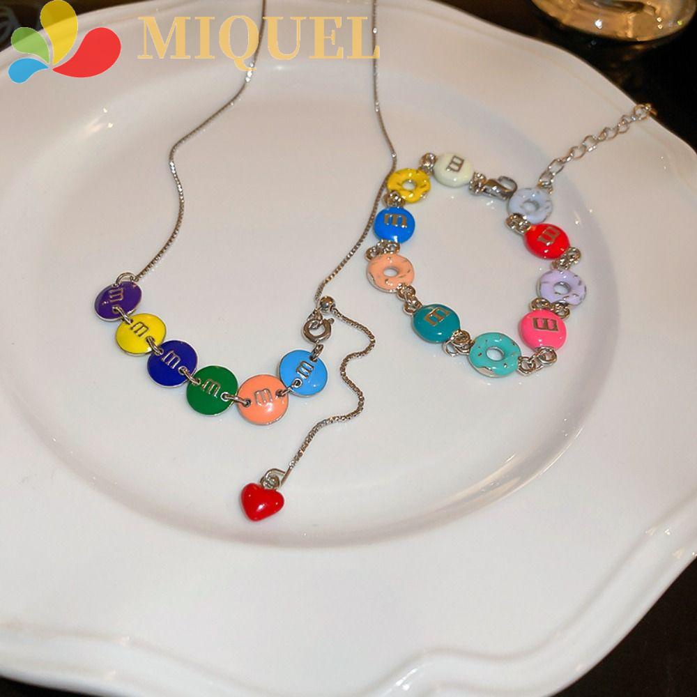 Vòng Tay / Vòng cổ Mặt Chữ M Bằng Hợp Kim Nhiều Màu Độc Đáo Phong Cách Harajuku Hàn Quốc