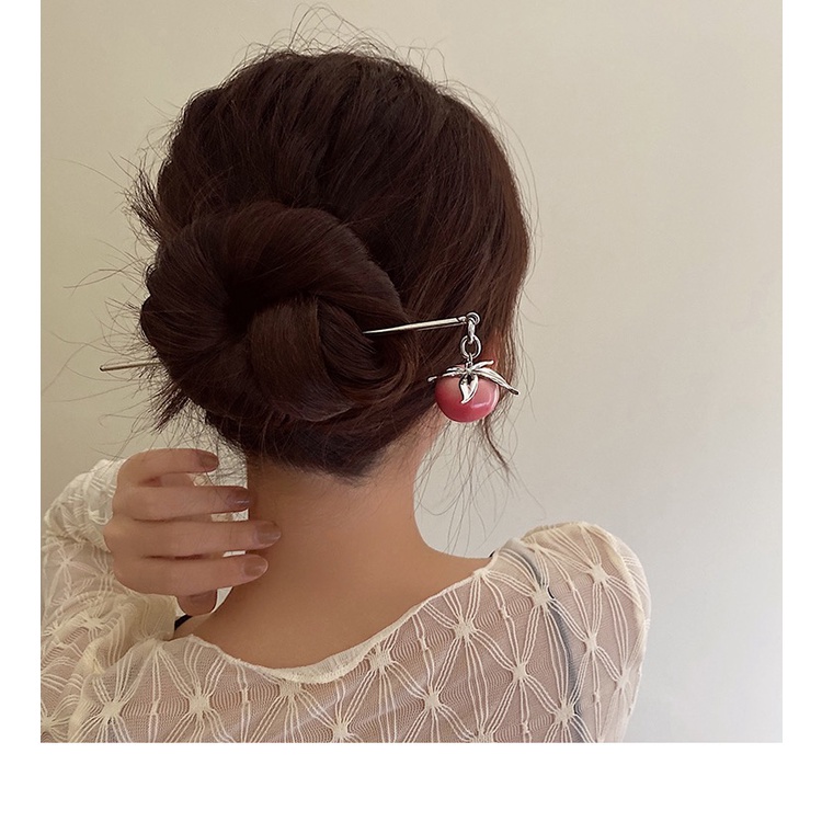 Kẹp Tóc Ba Chiều Hình Quả Đào Phong Cách Retro Ngọt Ngào Cao Cấp
