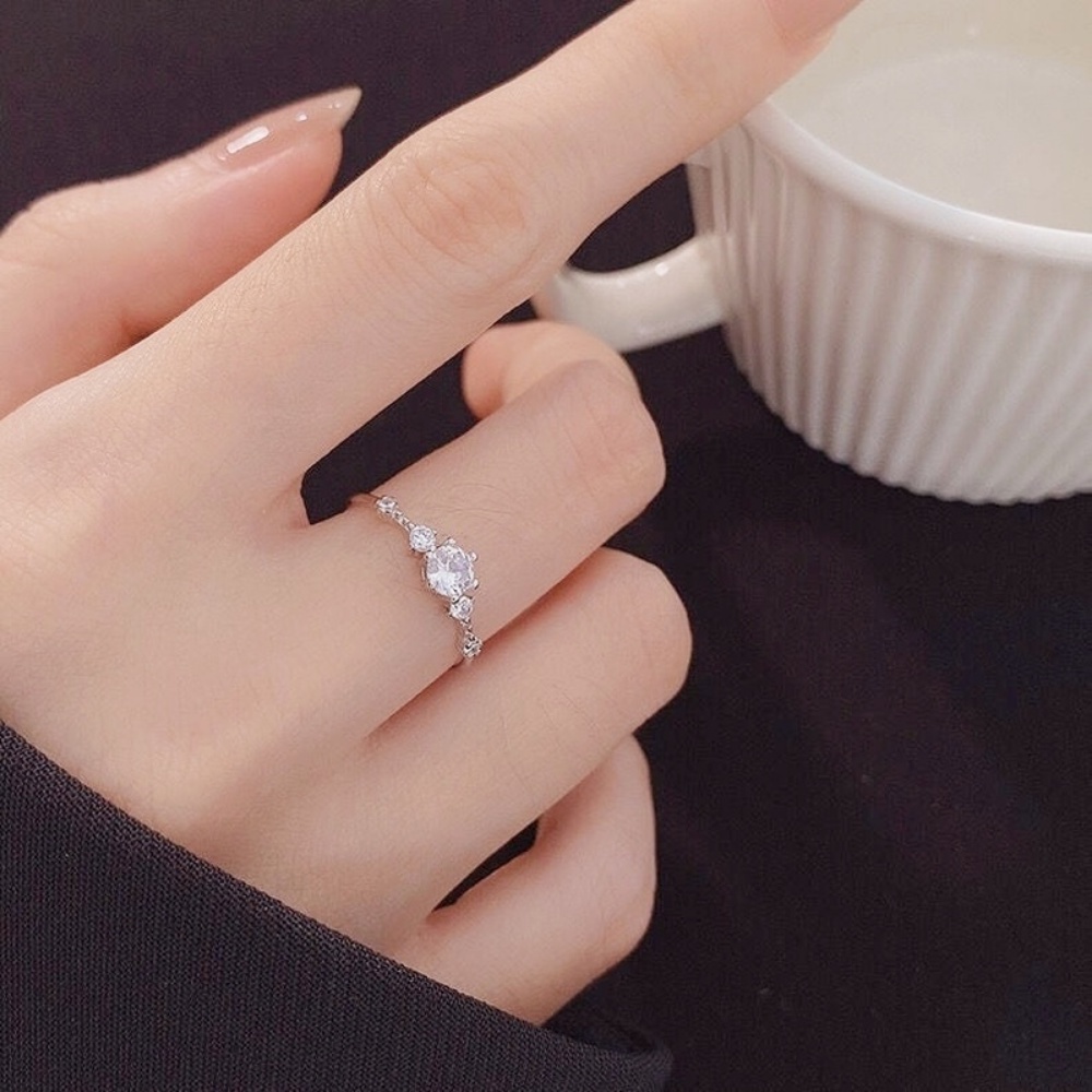 Nhẫn Đính Hôn Hình Cánh Thiên Thần Đính Kim Cương Lấp Lánh Thời Trang Hàn Quốc Cổ Điển Dành Cho Cặp Đôi