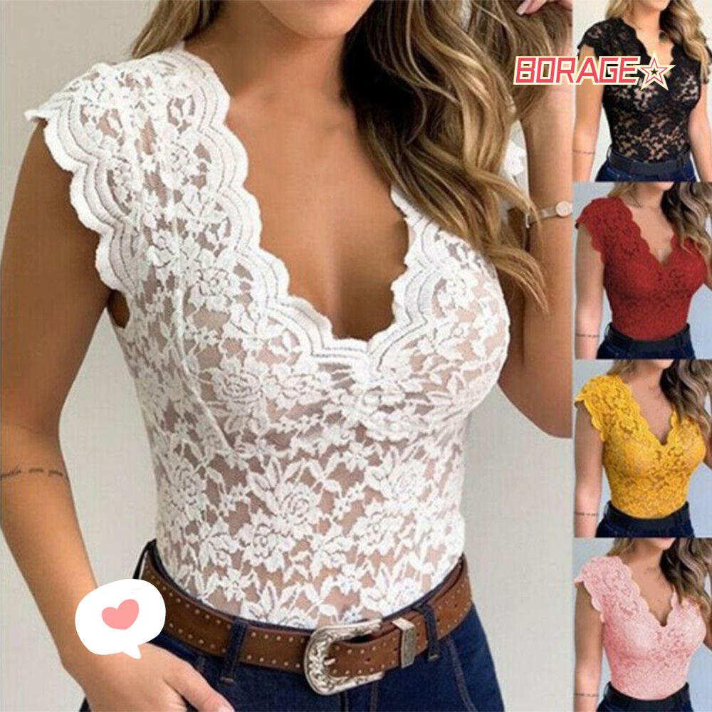 Áo Thun Phối Ren Dáng Ôm Thời Trang Cho Nữ