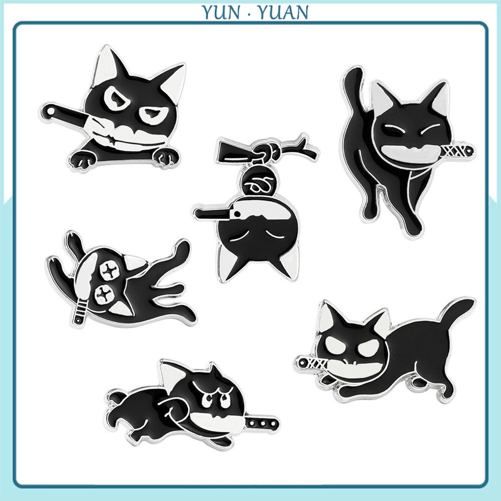 Ghim Cài Áo Hình Mèo Đen Và Thanh Kiếm Dễ Thương