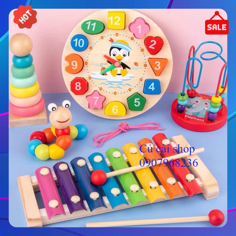 COMBO 6 MÓN - Đồ Chơi Gỗ Phát Triển Trí Tuệ Cho Bé.