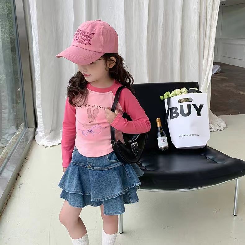 Chân Váy Denim Viền Bèo Phong Cách Hàn Quốc Thời Trang Xuân Hè Xinh Xắn Cho Bé Gái