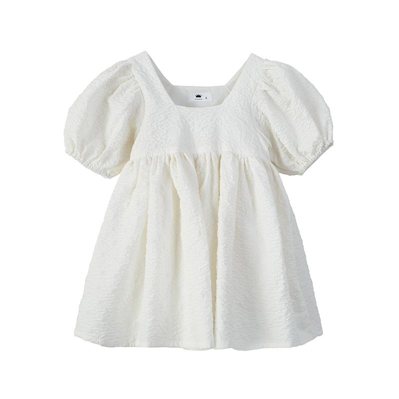 Đầm Công Chúa Tay Ngắn Phồng Màu Trơn Mẫu Mới 2023 Phong Cách Hàn Quốc Thời Trang Mùa Hè Cho Bé