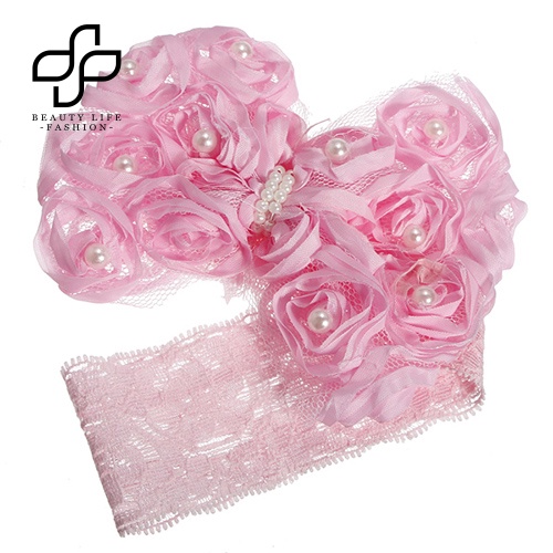 Băng Đô Ren Đính Hoa Hồng Và Ngọc Trai Nhân Tạo Thời Trang Cho Bé Gái