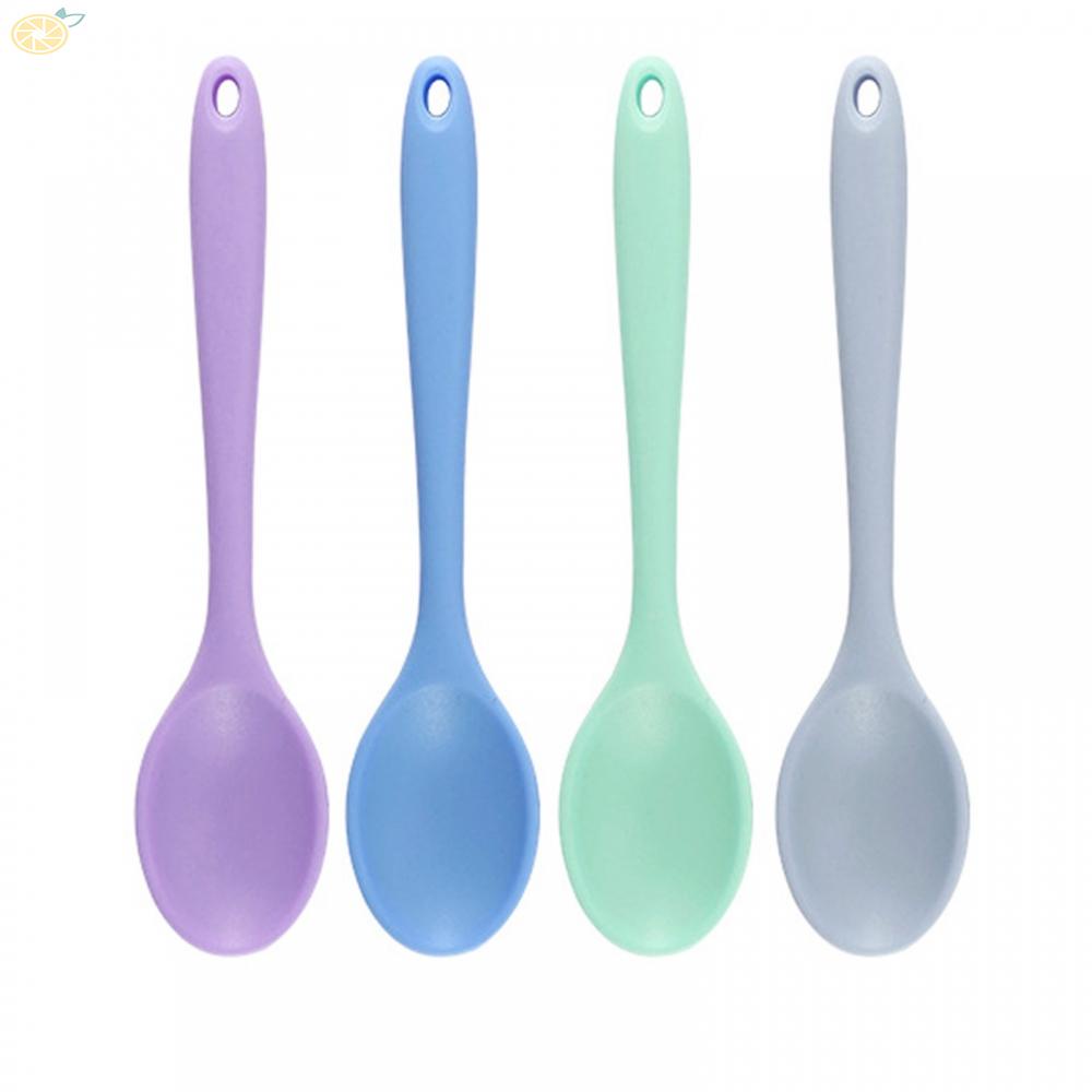 【VARSTR】4 Pieces Silicone Mixing Spoons Long-Handled Spoon For Daily Cooking And Eating