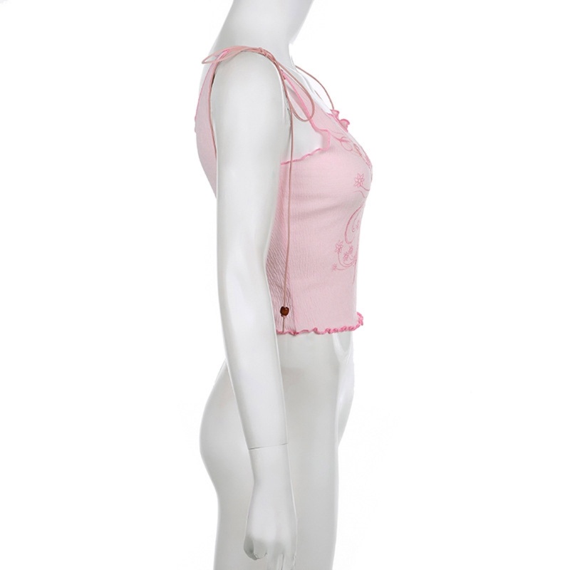 Áo Croptop Hai Dây Cổ Chữ V In Họa Tiết Bướm Quyến Rũ Cho Nữ