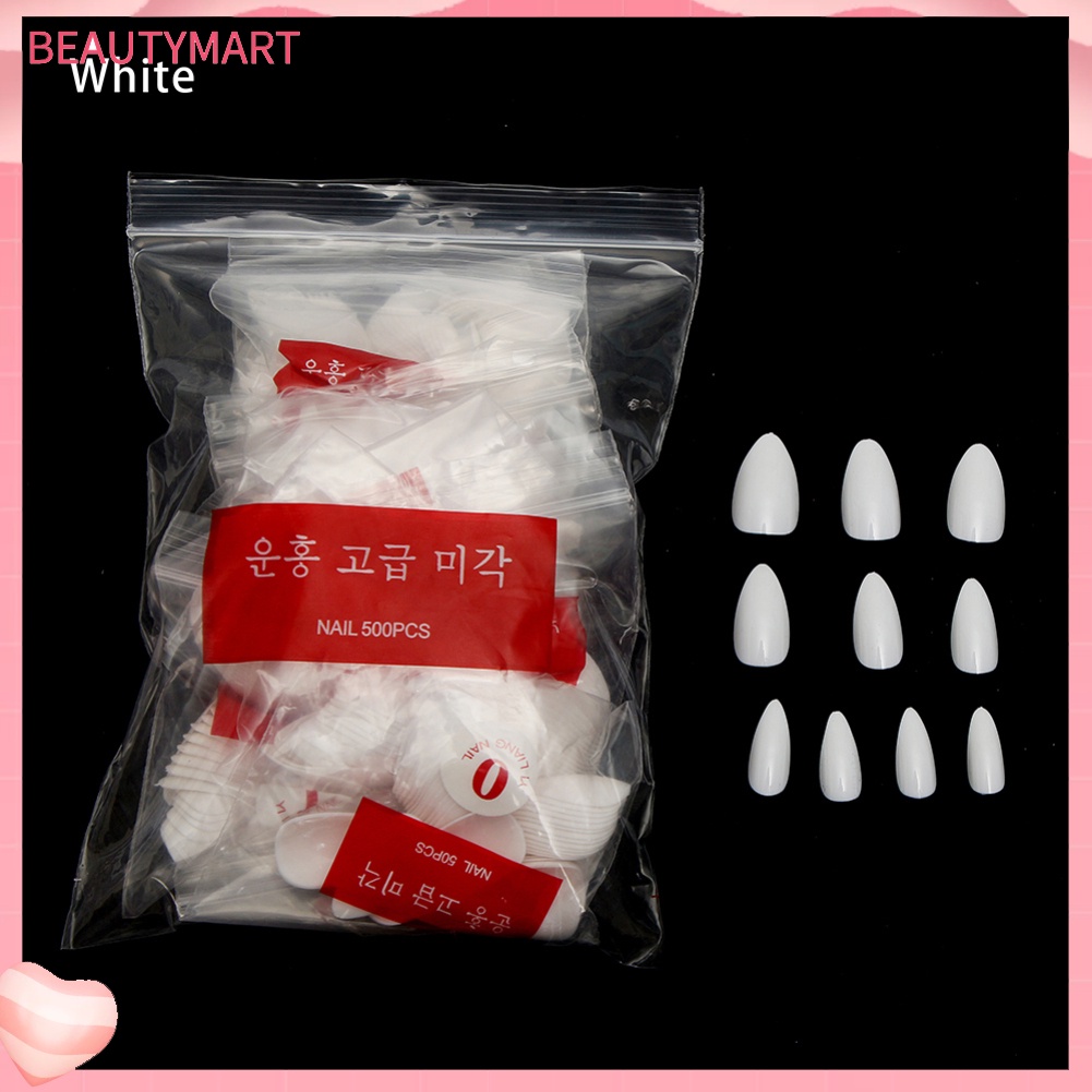 Bộ 500 Móng Tay Giả Hình Oval Đầu Nhọn Độc Đáo