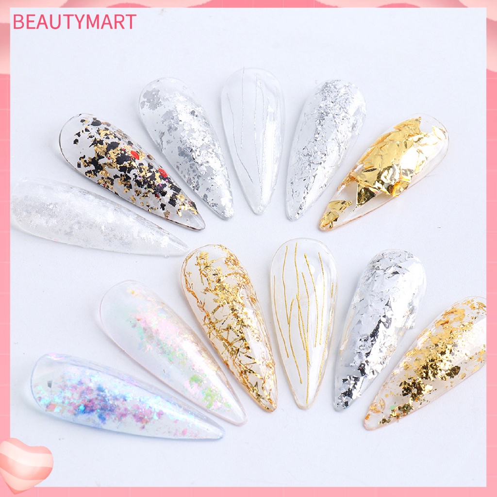 1 Hộp Lá Vàng Lấp Lánh 12 Ngăn Dùng Trang Trí Móng Tay Dễ Dàng